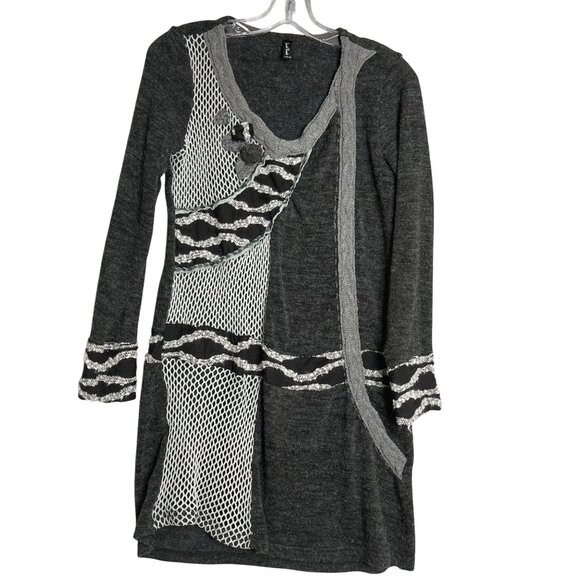 Sacred Threads Tunic Dress Womens S Gray Lagenlook Artsy Boho Knit‎ Sweater - Picture 1 of 9